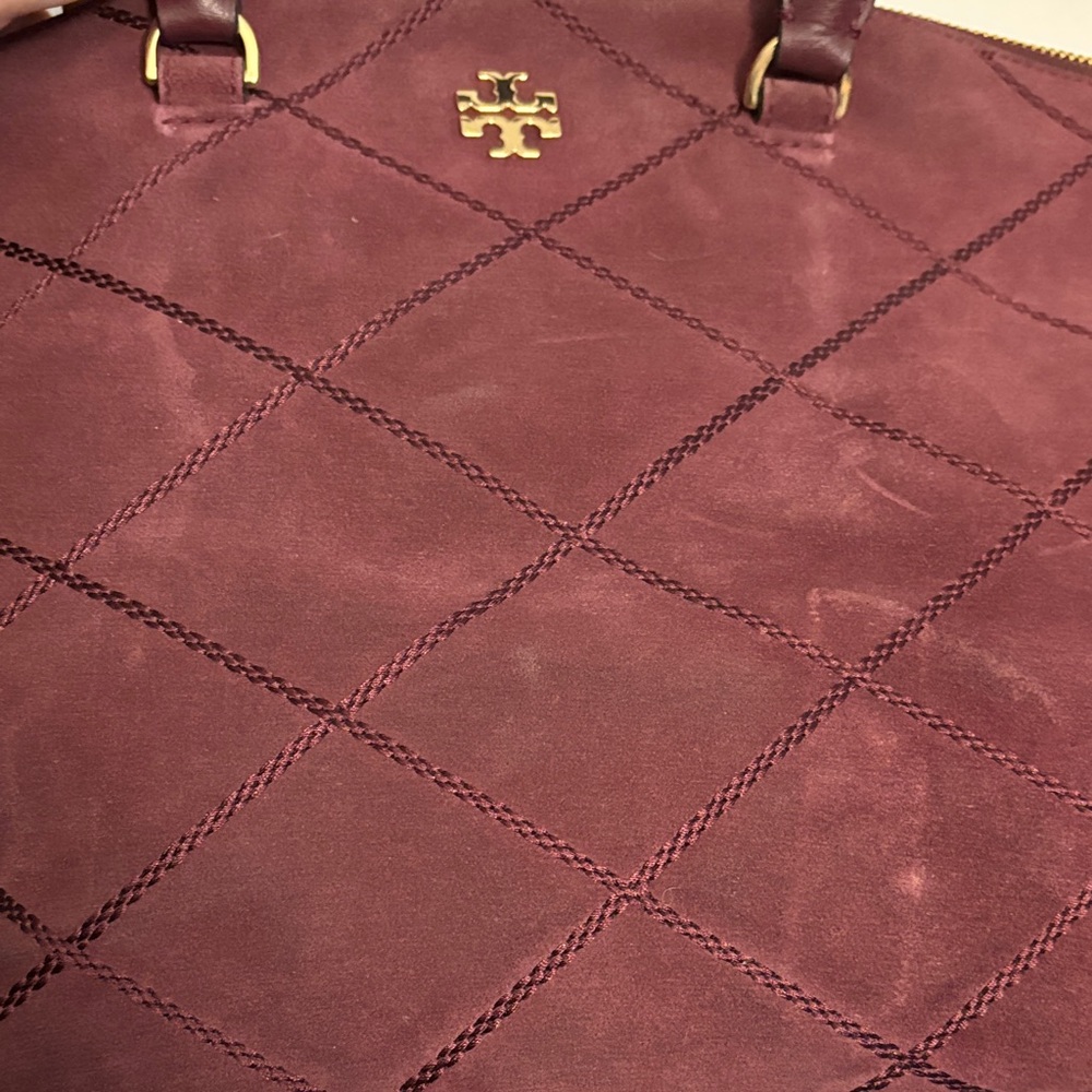 Tory Burch Suede Quilted Crossbody Bag - Picture 9 of 13